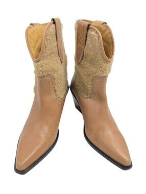 Free‎ People Pitchfork Women's Tan Shearling Western Ankle Boots